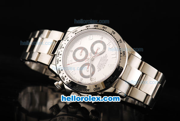 Rolex Daytona Oyster Perpetual Date Swiss Valjoux 7750 Automatic Movement Full Steel with White Dial and Numeral Markers - Click Image to Close